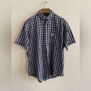 BURBERRY LONDON MEN’S BOTTON DOWN PLAID PRINT SHIRT SHORT SLEEVE SIZE XL